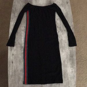 Black bodycon off the shoulder dress
